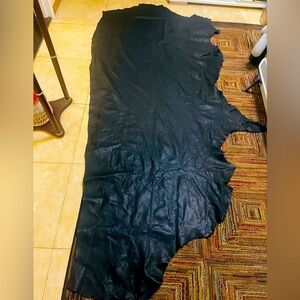 Black Solid  FAUX LEATHER Piece 45x87” Thin